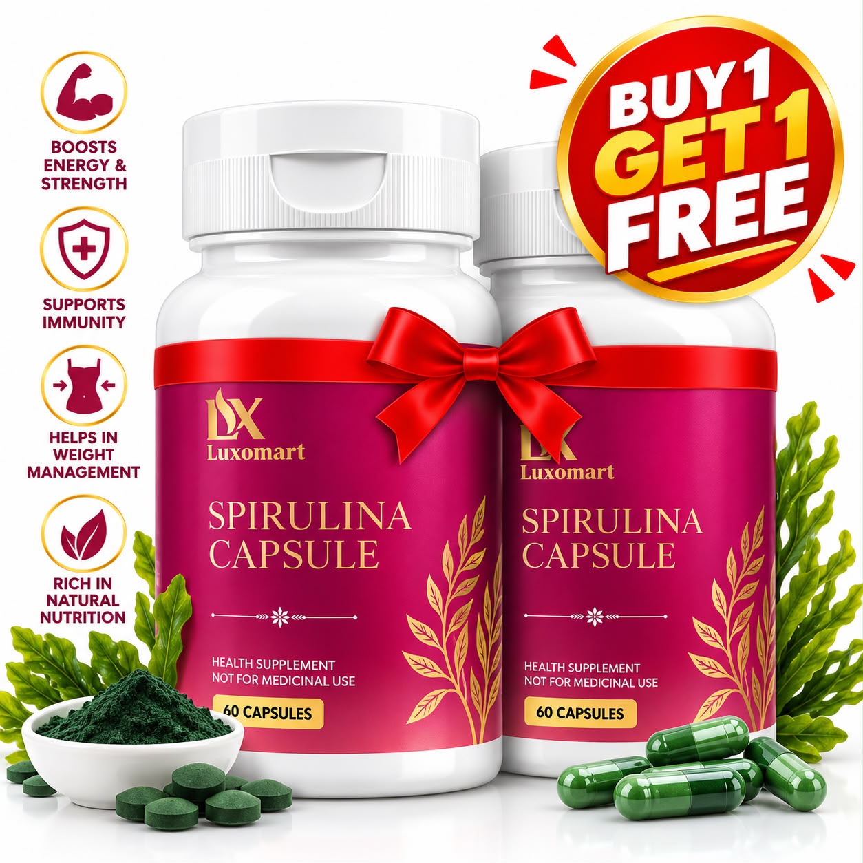 SPIRULINA CAPSULE BUY ONE GET ONE FREE